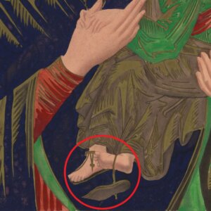 Why is Jesus’ shoe falling off in the icon of Our Lady of Perpetual Help?